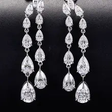 Trendy Moissanite Drop Earrings for Women - 925 Silver & Platinum Gift