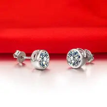 14K White Gold 1CT Diamond Round Stud Earrings