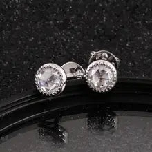 Trendy 18K White Gold Moissanite Bezel Drop Earrings for Women
