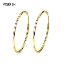 18K Gold Vintage Large Hoop Earrings - Elegant Certified Jewelry for Women