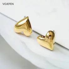 18K Gold Heart Stud Earrings - Luxury Women's Jewelry Gift