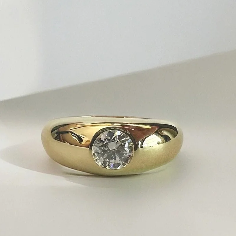 0.5CT Round Cut Lab Grown Diamond Unisex Ring in 14K Yellow Gold
