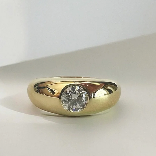 0.5CT Round Cut Lab Grown Diamond Unisex Ring in 14K Yellow Gold