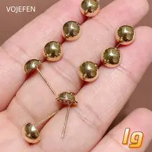 18K Gold Half Ball Earrings - Luxury Certified Studs for Engagement