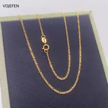 18K AU750 Gold Figaro Chain Necklace - Luxury Fine Jewelry Wholesale