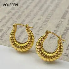18K Gold Twisted Rope Hoop Earrings for Women - Luxury Fashion Jewelry