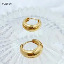 VOJEFEN 18K Gold Hoops Earrings - Luxury Round Jewelry Gift 2025