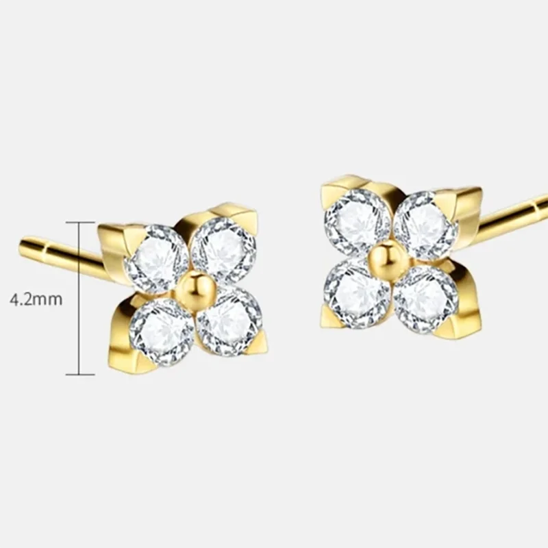 0.2 Ctw Four Clover Round Cut Diamond Earrings in 14K White Gold