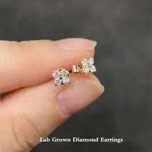 0.2 Ctw Four Clover Round Cut Lab Grown Diamond Earrings 14K Gold
