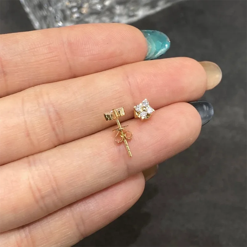 0.2 Ctw Four Clover Round Cut Lab Grown Diamond Earrings 14K Gold