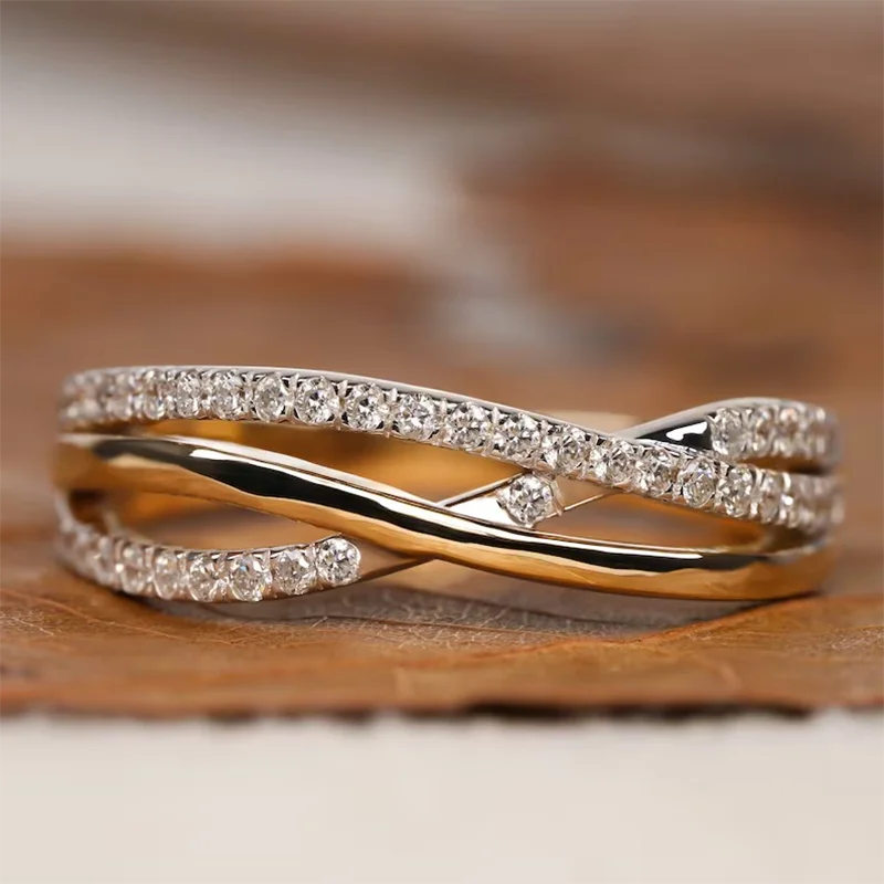 0.25Ctw Round Cut HPHT Lab Grown Diamond Crossover Ring 14K/10K/18K Gold