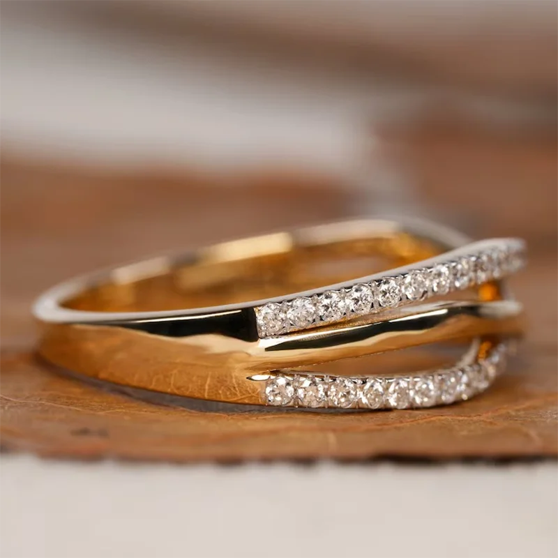 0.25Ctw Round Cut HPHT Lab Grown Diamond Crossover Ring 14K/10K/18K Gold