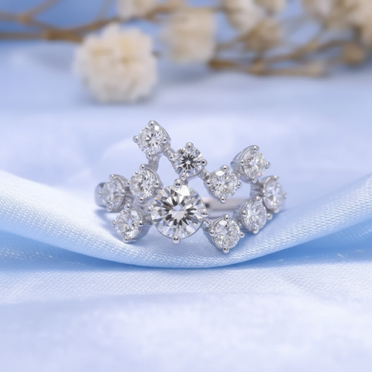 Round Cut Lab Grown Diamond Ring in 14K White Gold