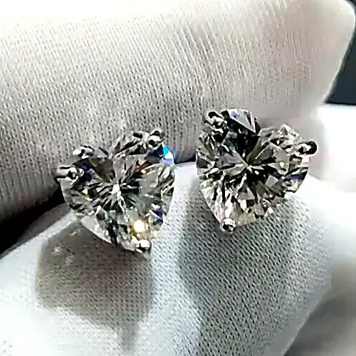 1Ct Each VS Pink Heart Cut Lab Grown Diamond Earrings 14K/10K Gold/Platinum